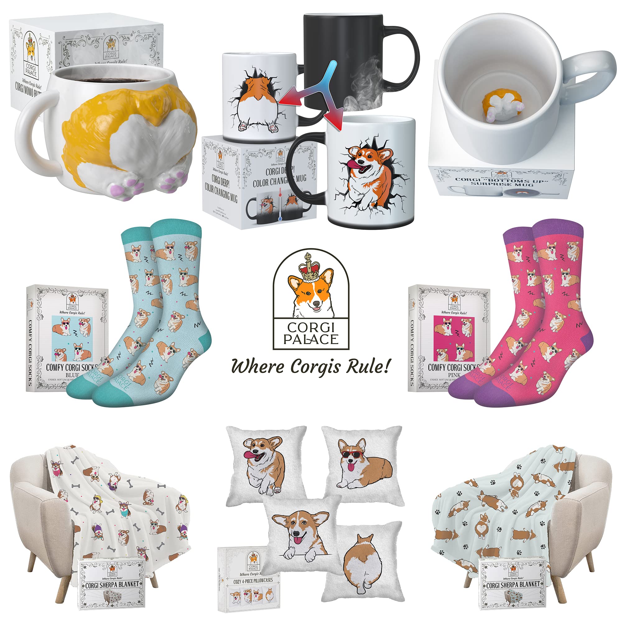 Corgi Palace mug in kitchen lifestyle setting sparking conversation