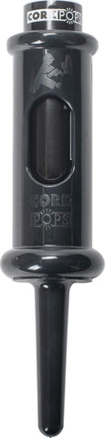 Cork Pops black opener front view showing sleek finish and compact design for easy handling