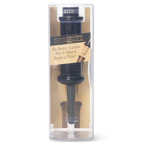 Cork Pops in use opening a wine bottle illustrating fast, no-twist cork removal