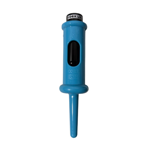 Cork Pops marina blue front view showing compact opener and easy use