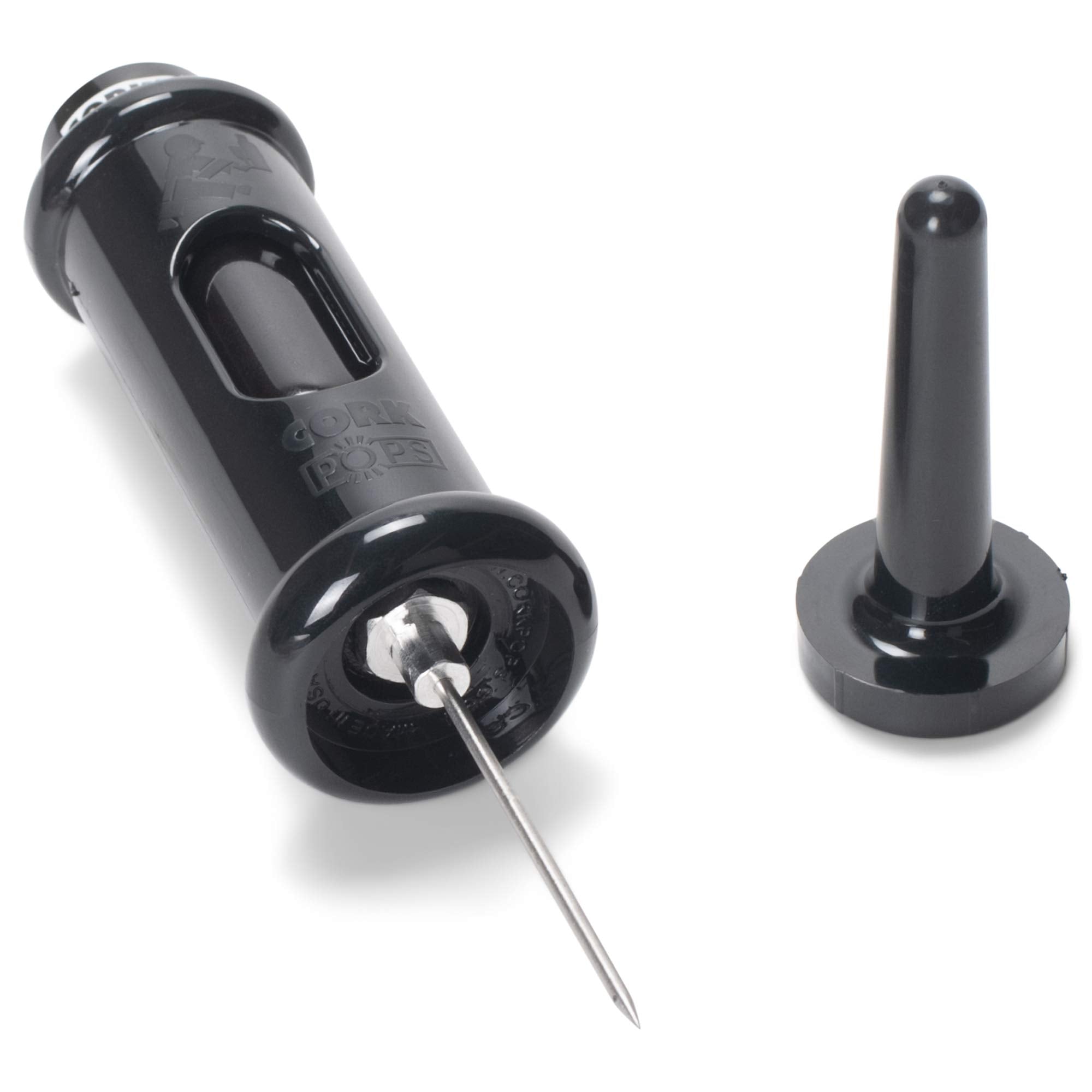 Cork Pops packaging and scale beside a wine bottle highlighting gift-ready fit and size