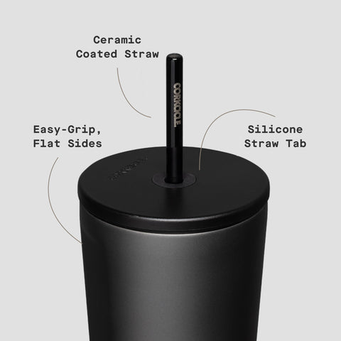 Corkcicle flat-sided grip close-up for stable, ergonomic holding