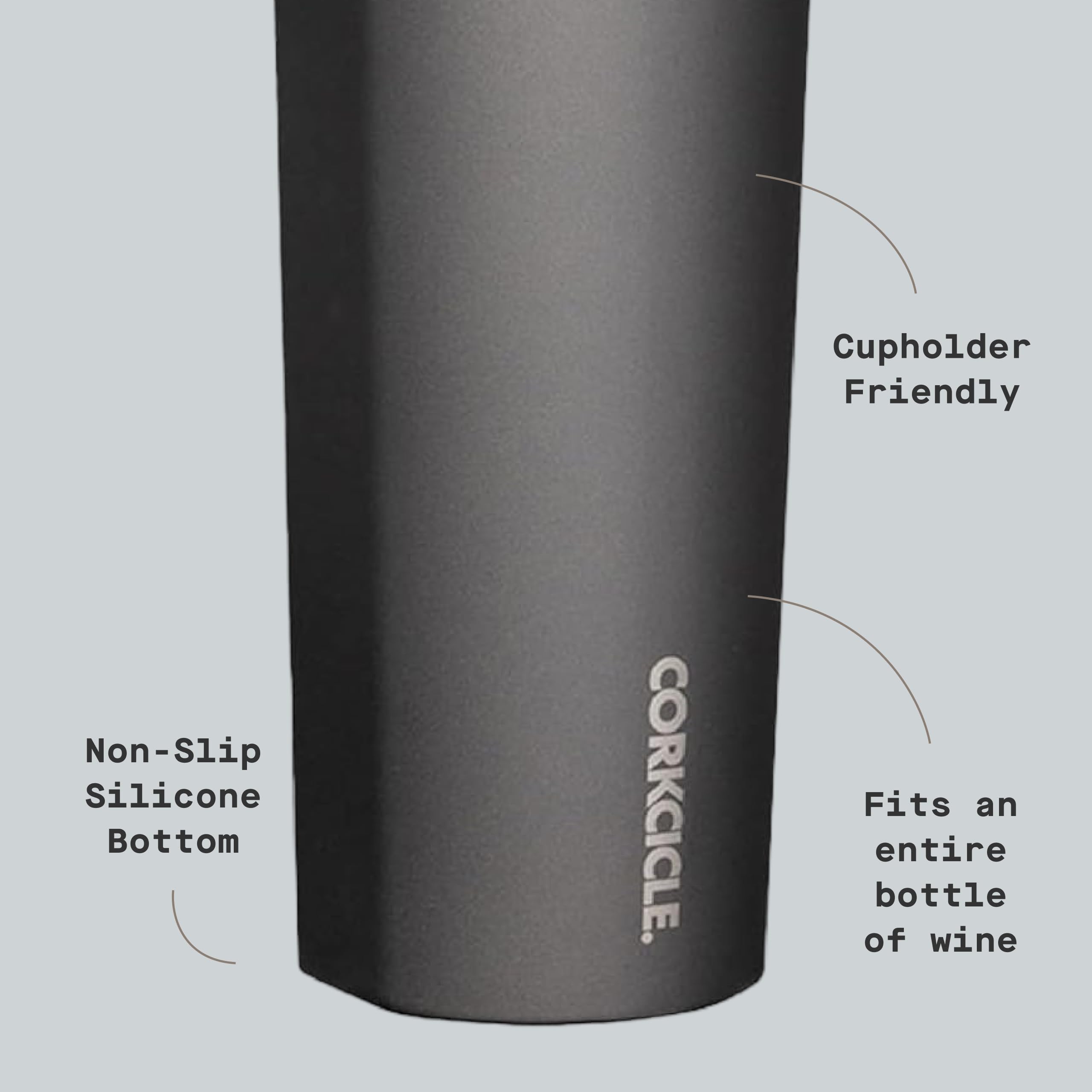 Corkcicle non-slip silicone base close-up for stable surface placement