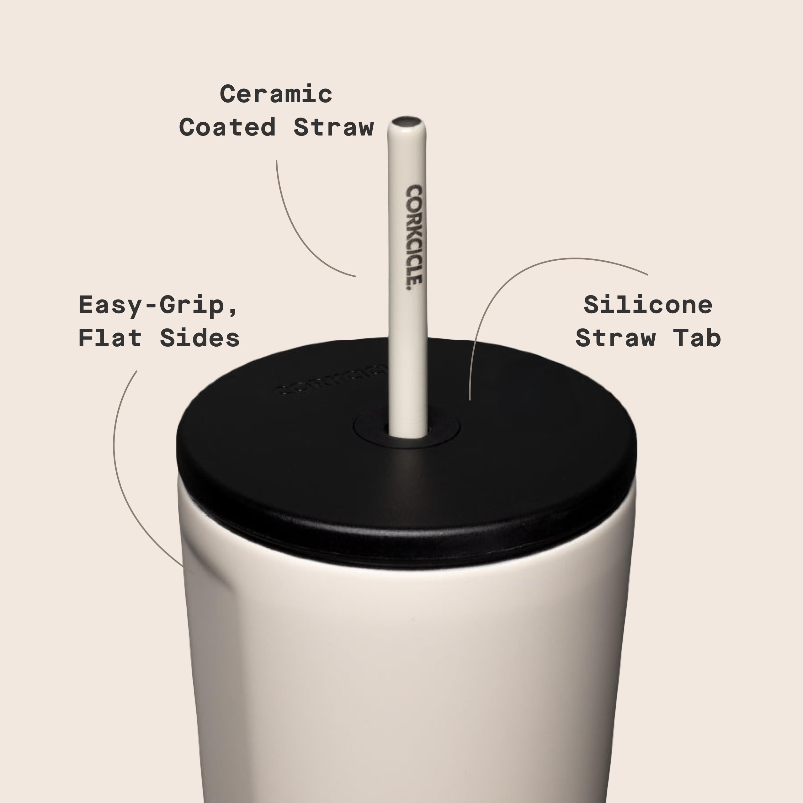 Corkcicle flat sides and easy-grip profile for steady holds and no slips