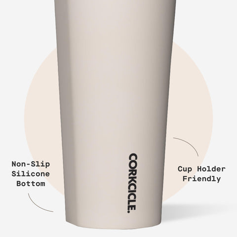 Corkcicle non-slip silicone base in focus for stable placement on surfaces