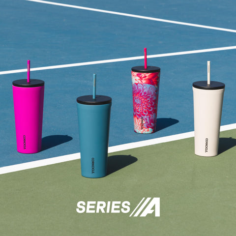 Corkcicle Cold Cup filled with iced coffee illustrating cold retention benefit
