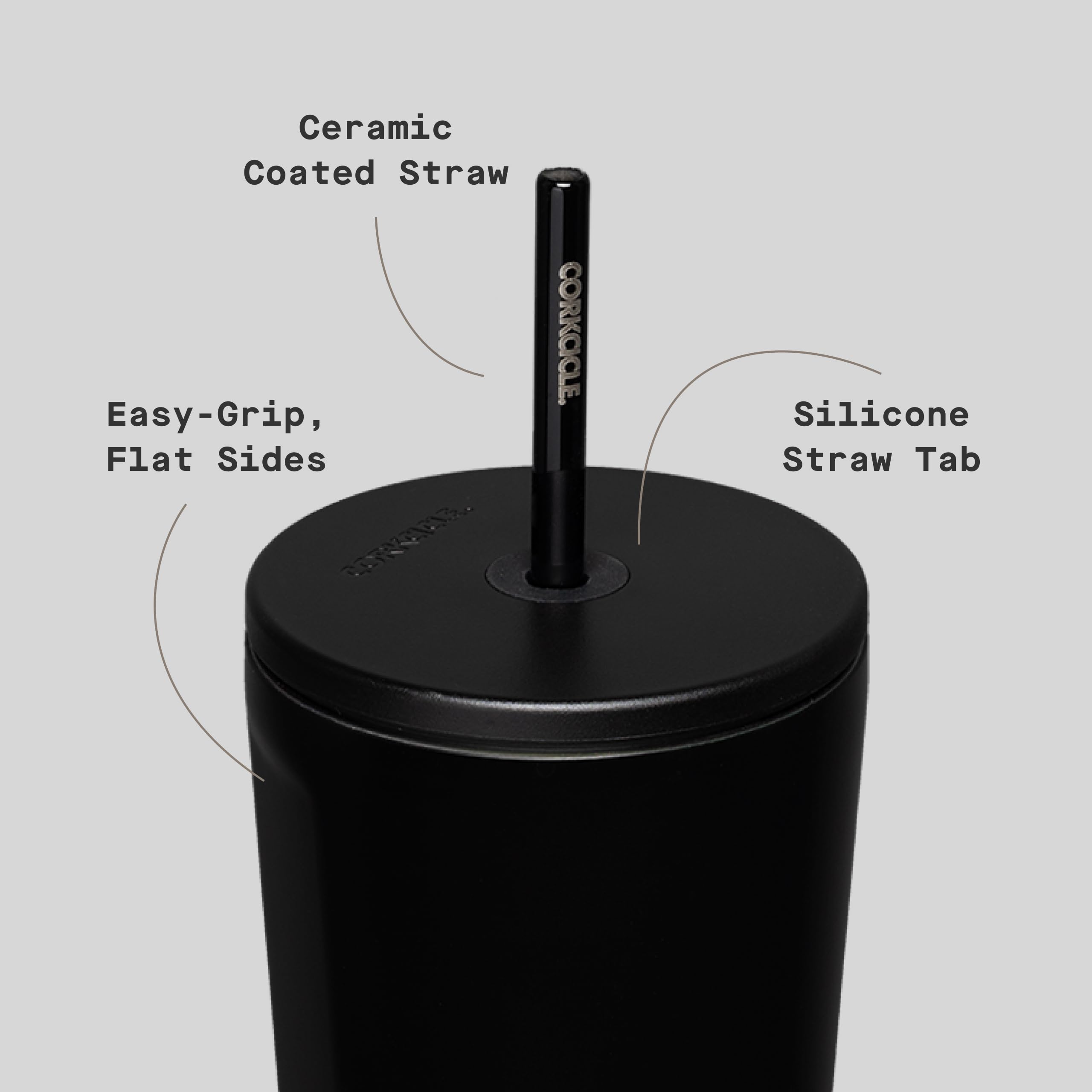 Corkcicle Matte Black silicone base displayed for non-slip stability