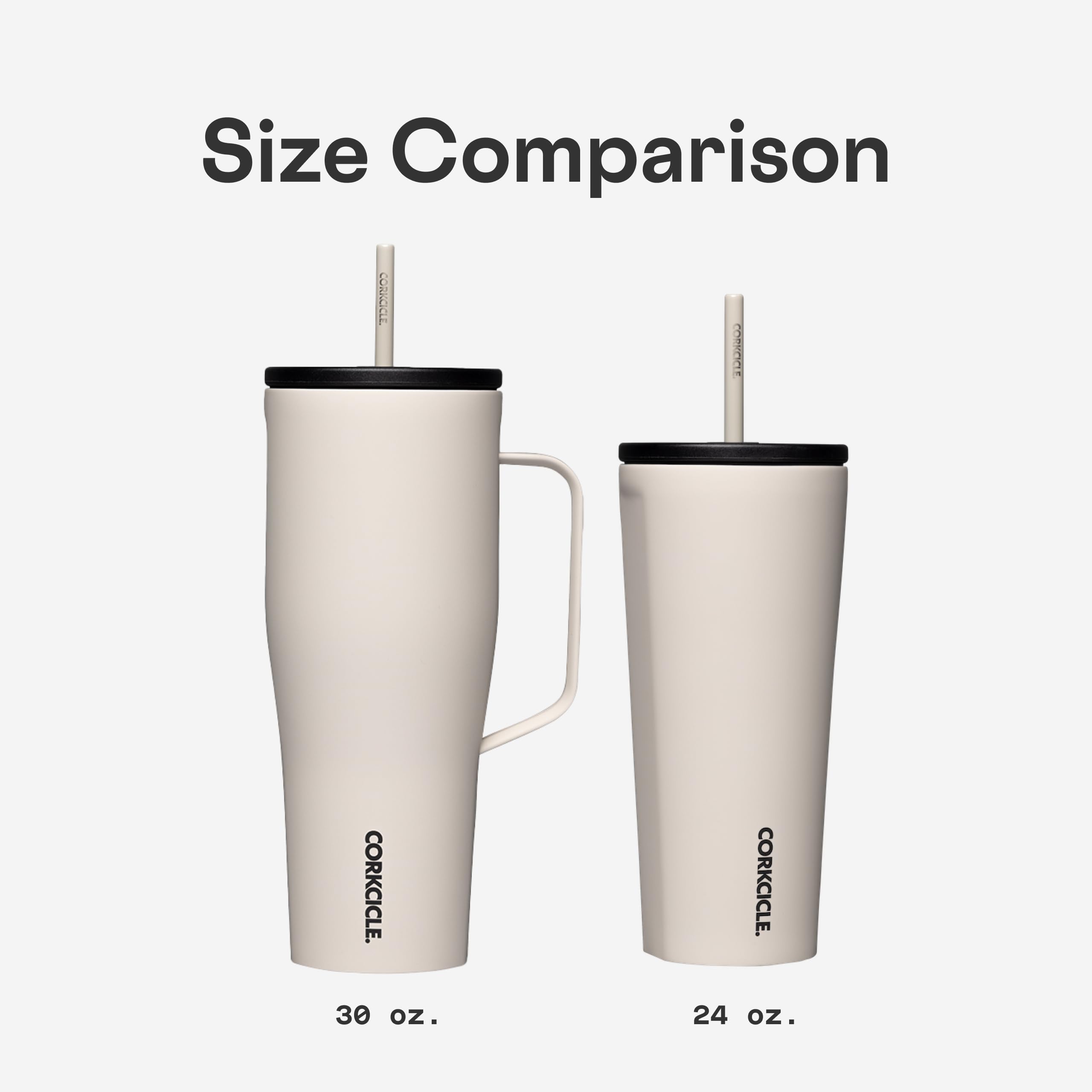 Corkcicle Matte Black held in hand illustrating comfortable scale