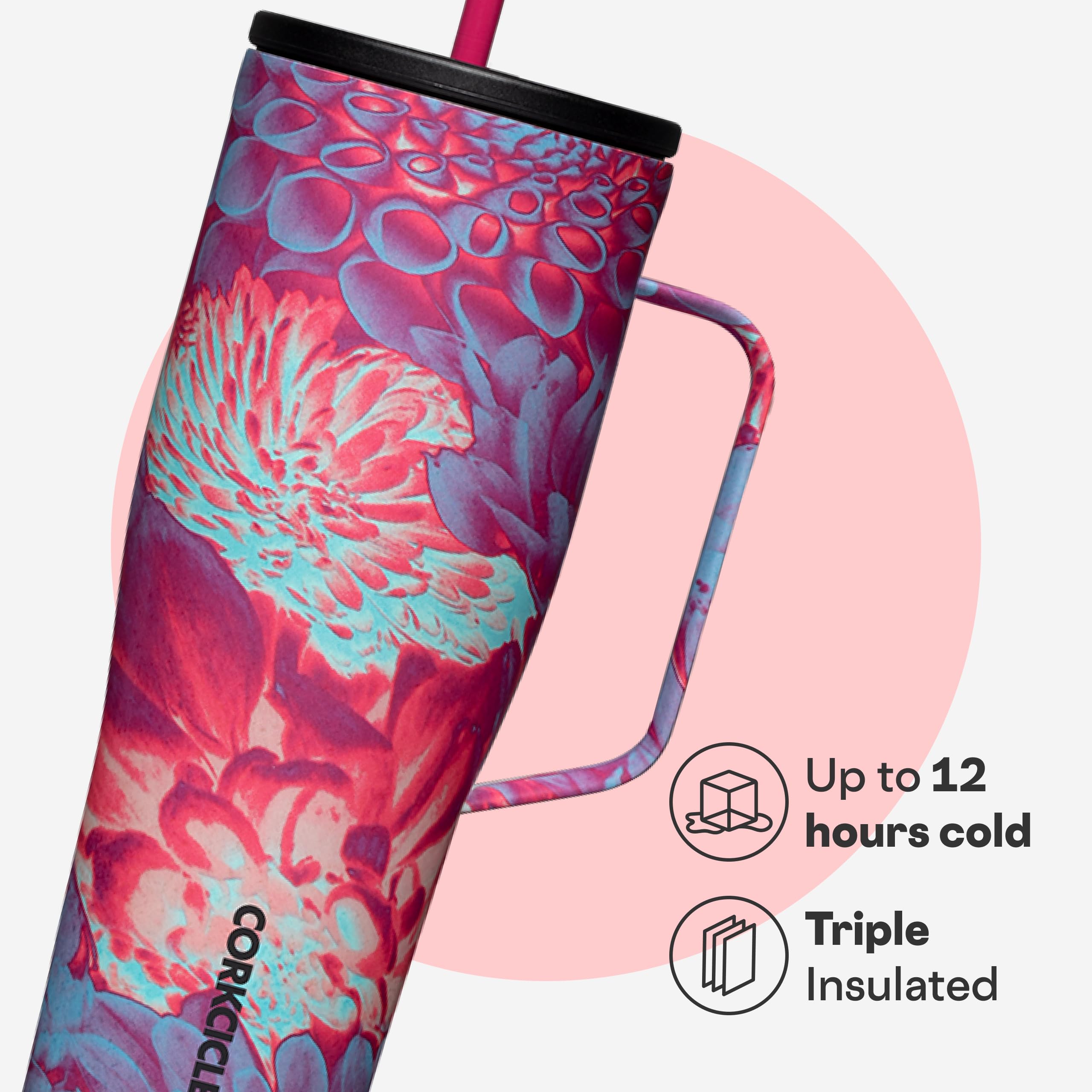 Corkcicle lid and straw detail for spill-resistant sipping benefit