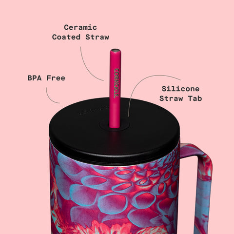Corkcicle floral texture close-up showing durable decorative finish