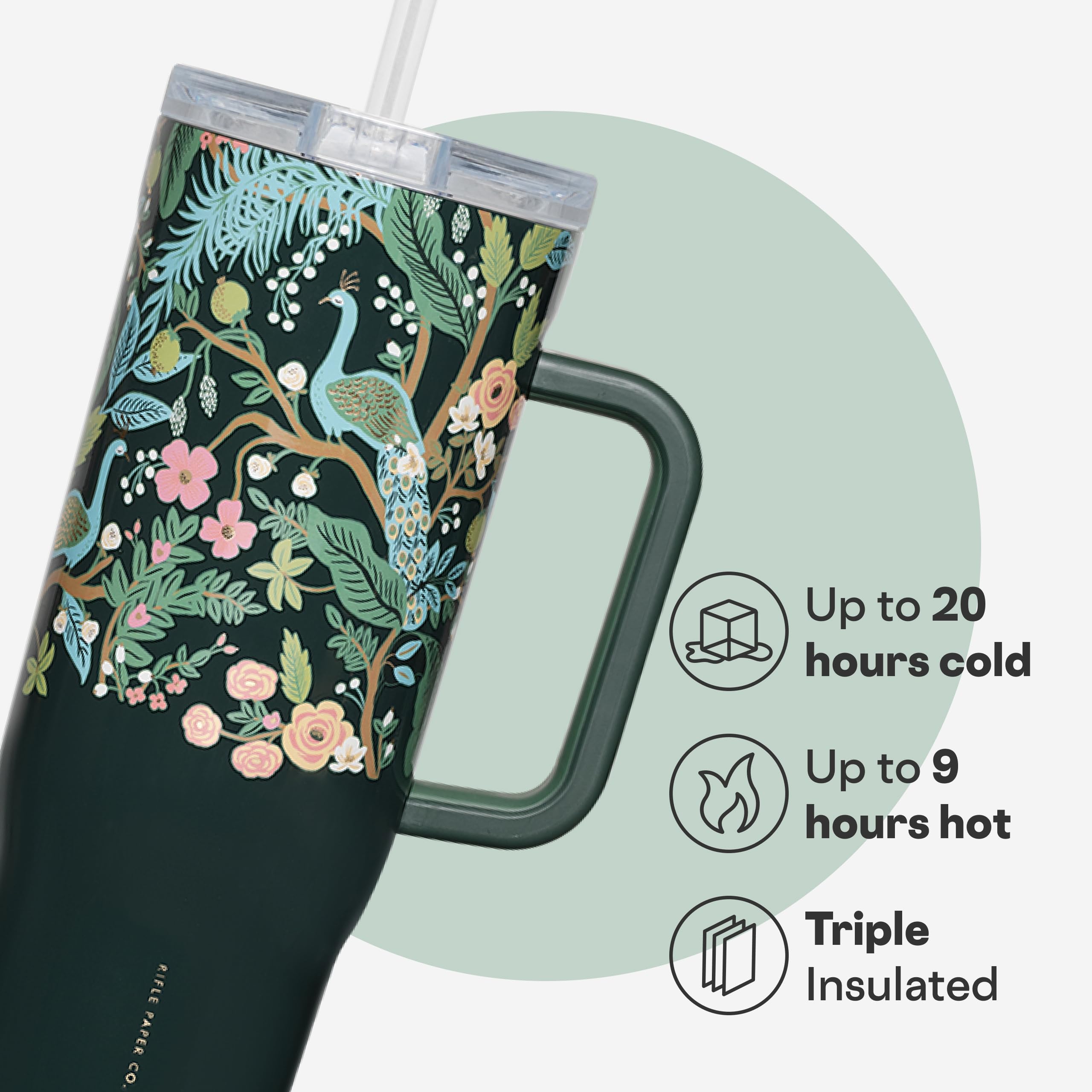 Corkcicle Cruiser lid and straw display for spill-resistant sipping