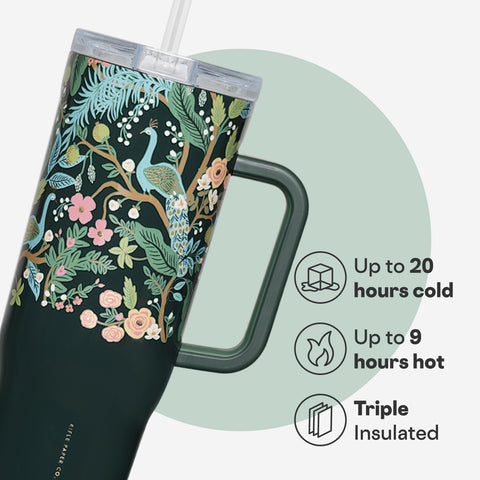 Corkcicle Cruiser lid and straw display for spill-resistant sipping