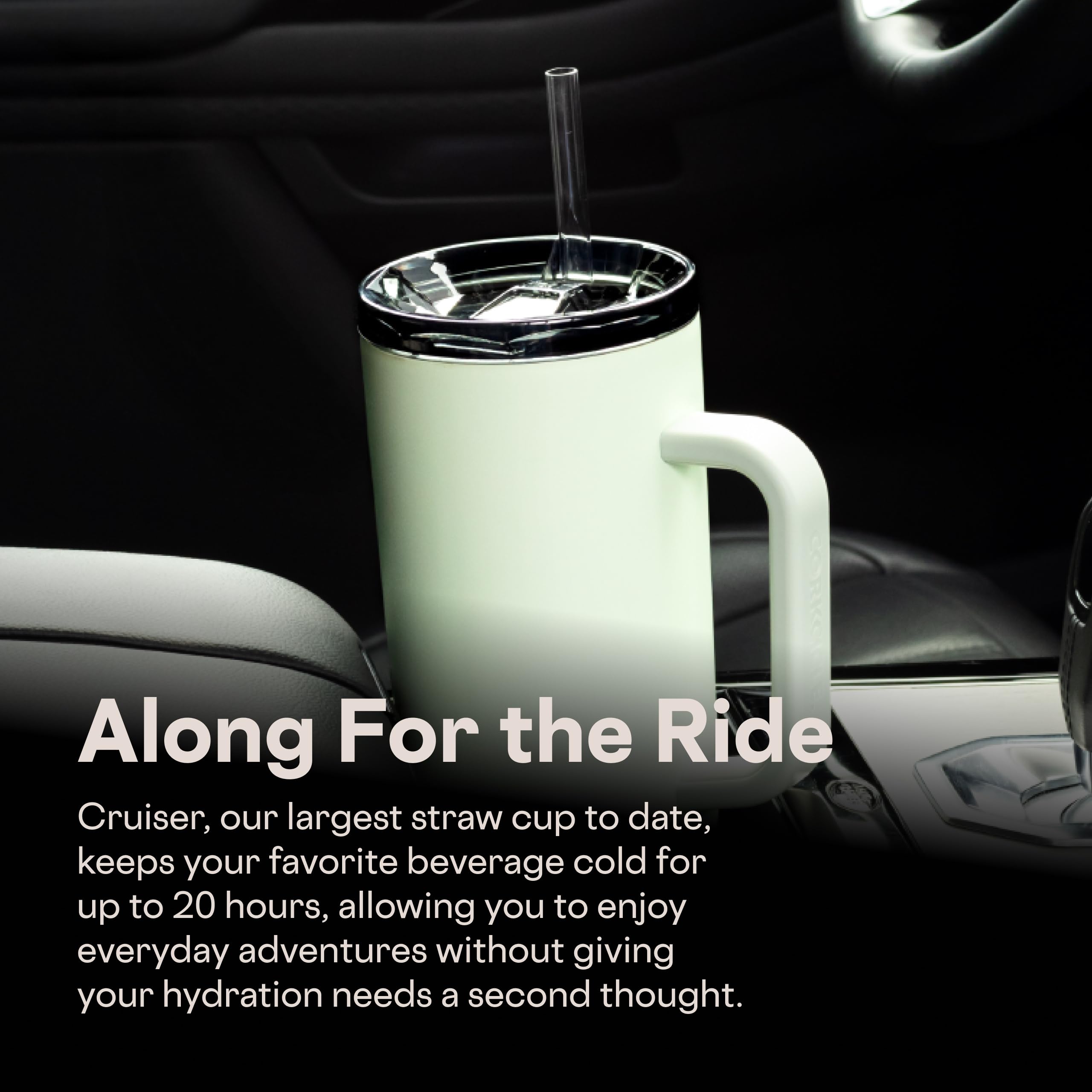 Corkcicle Cruiser textured Sage Mist finish highlighting durable coating