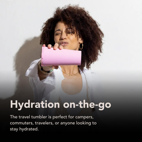 Corkcicle placed in car cupholder showing travel-ready fit and secure transport