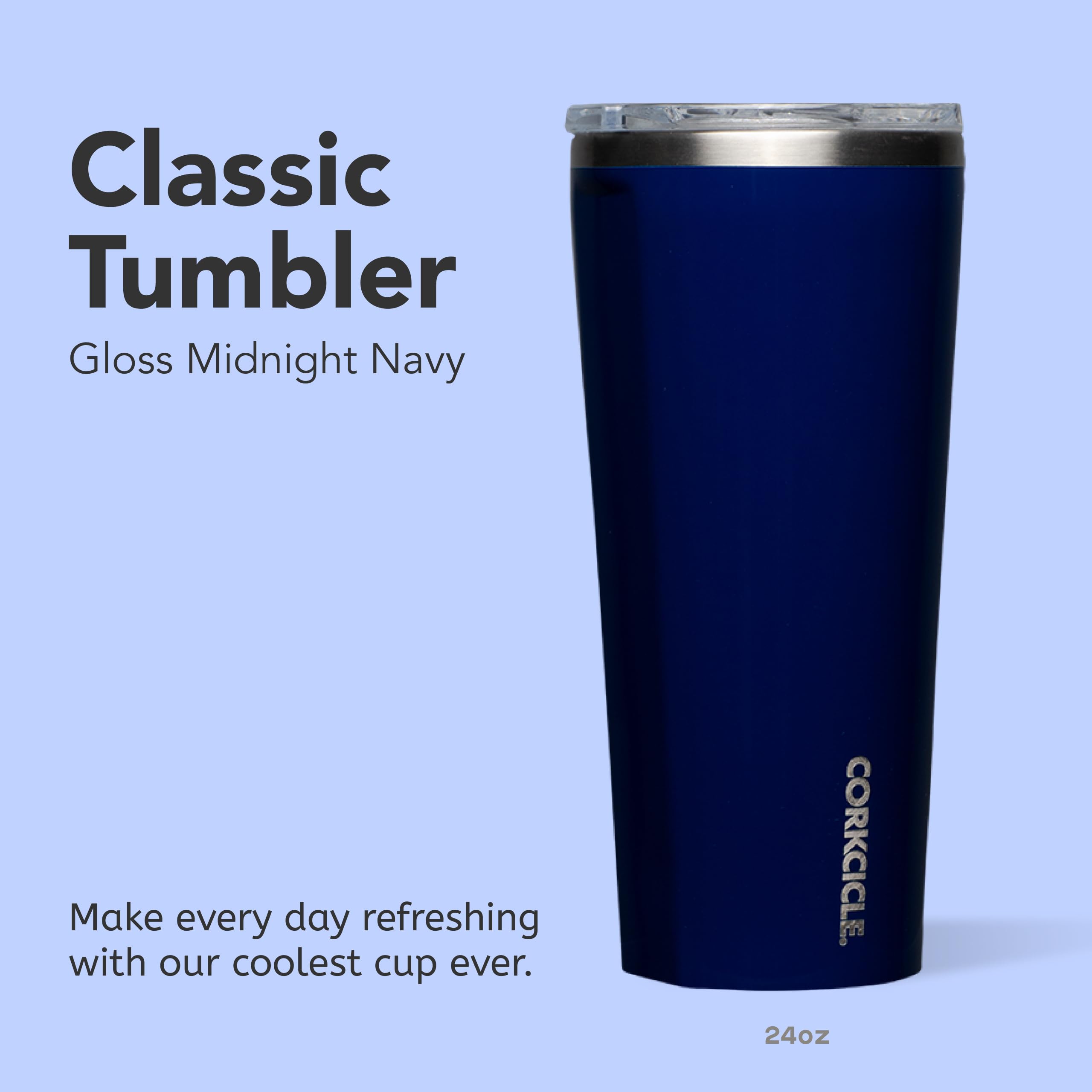 Corkcicle close-up of sliding lid demonstrating spill resistance and easy sipping
