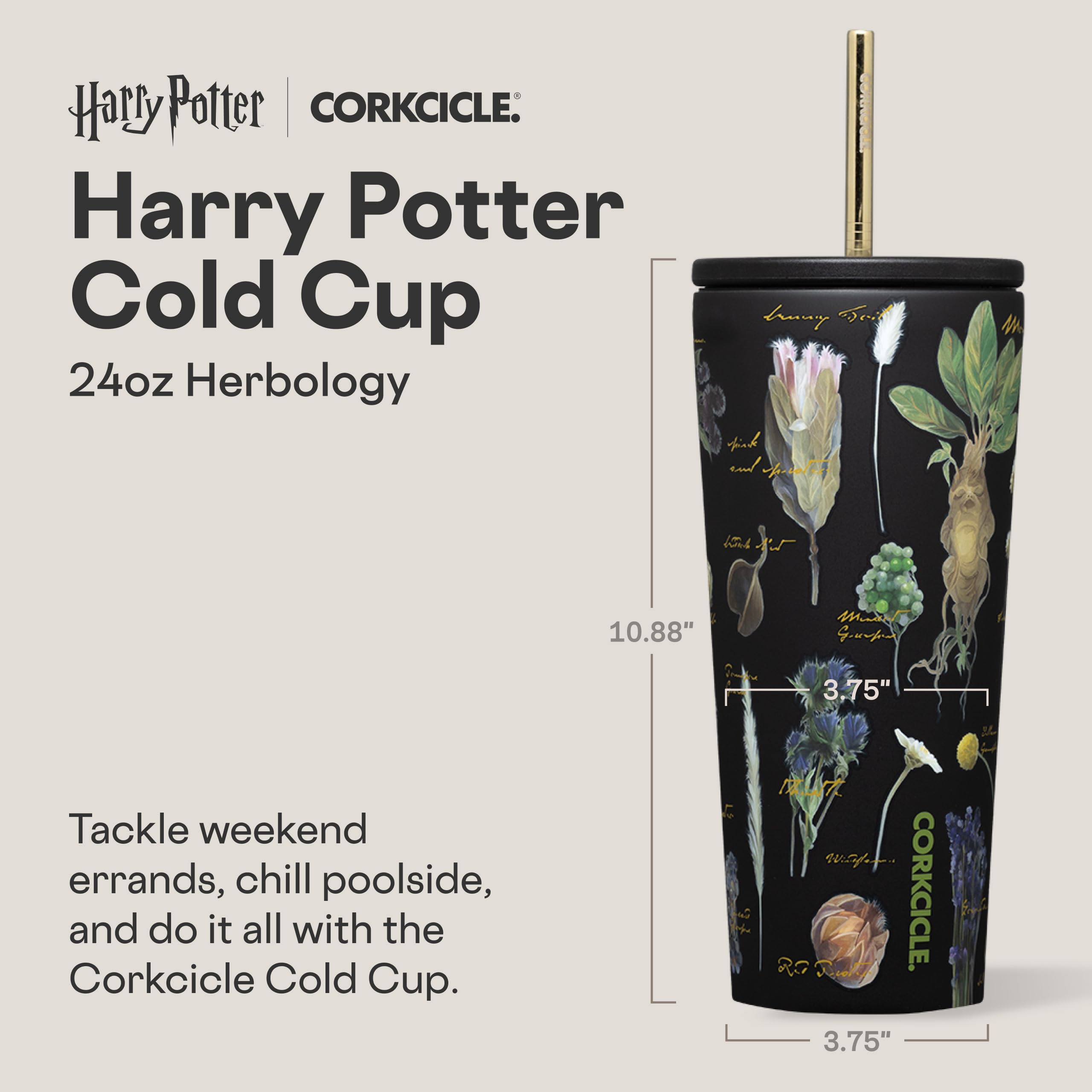 Corkcicle side profile showing flat easy-grip sides for comfortable hold