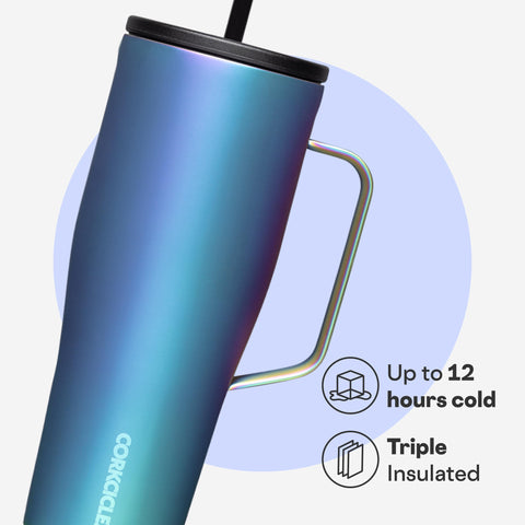 Corkcicle lid and straw detail showing spill-reducing sipping convenience