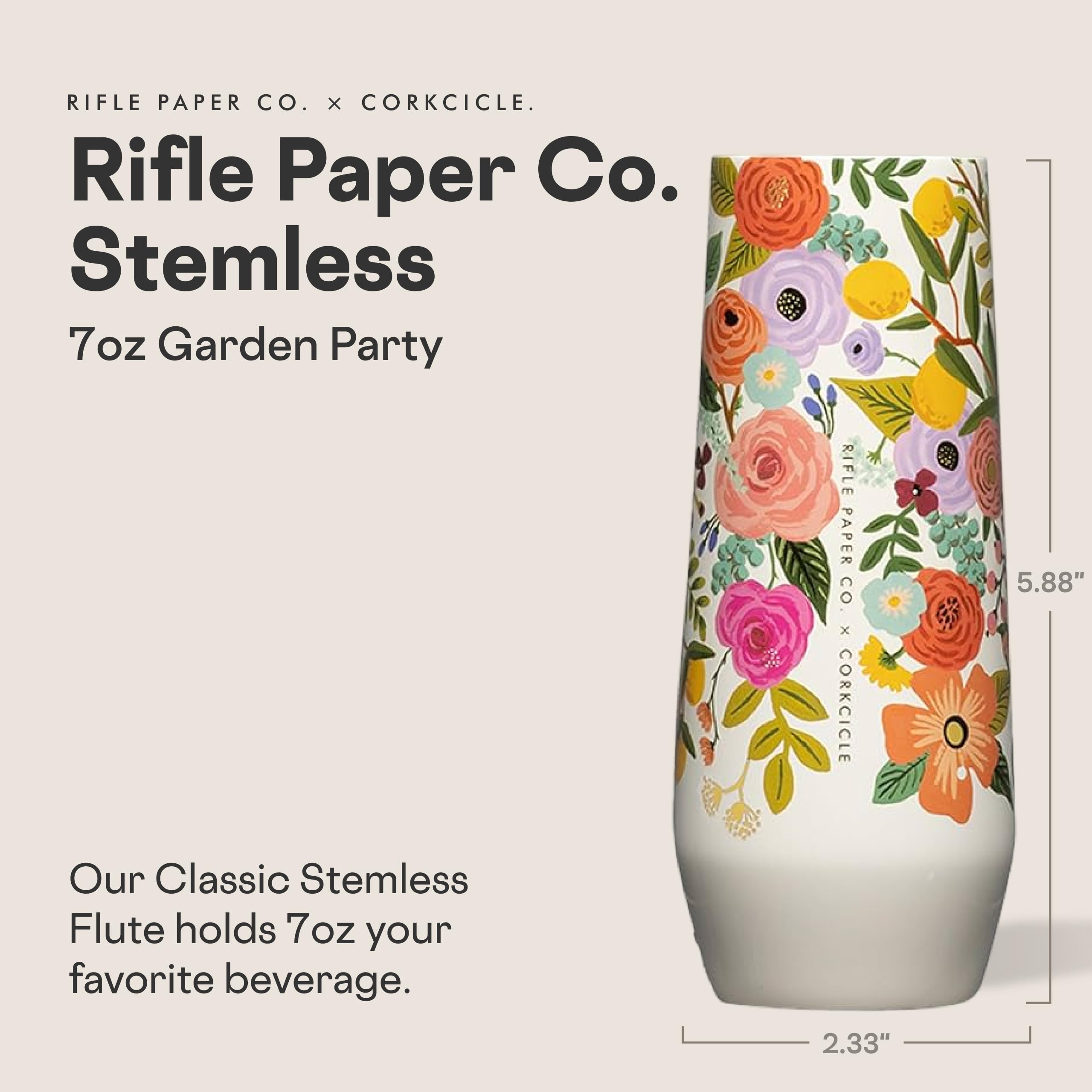 Corkcicle flute side profile displaying slim silhouette and durable stainless-steel build
