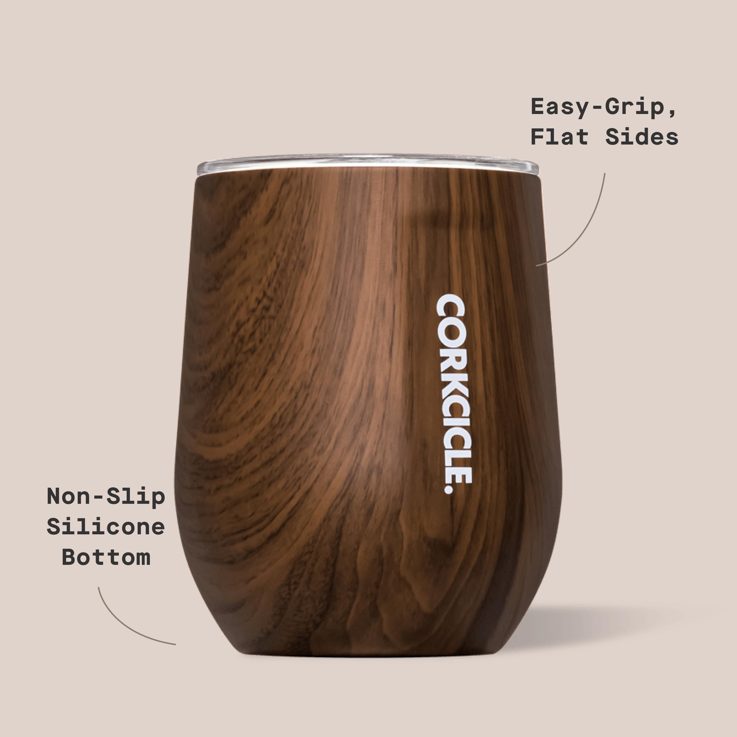 Corkcicle tumbler on ice outdoors showing cold retention during warm weather