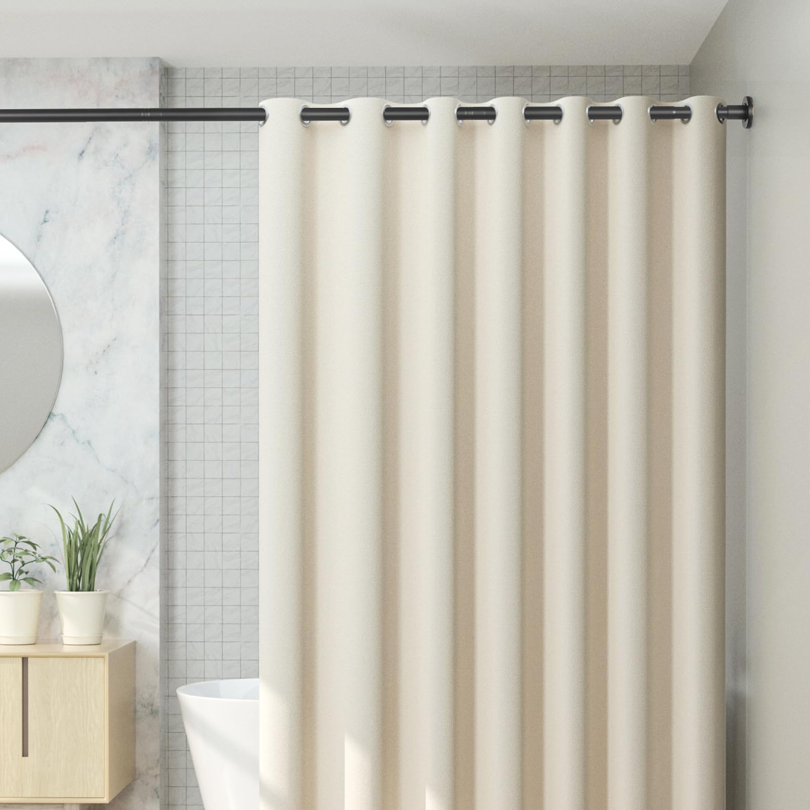 CorkLatta in a styled bathroom highlighting easy no-drill installation