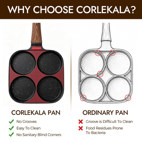 Corlekala silicone spatula accessory beside pan protecting nonstick coating