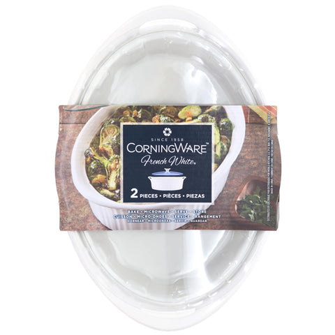CorningWare oval casserole inside oven demonstrating even baking and heat-resistant build