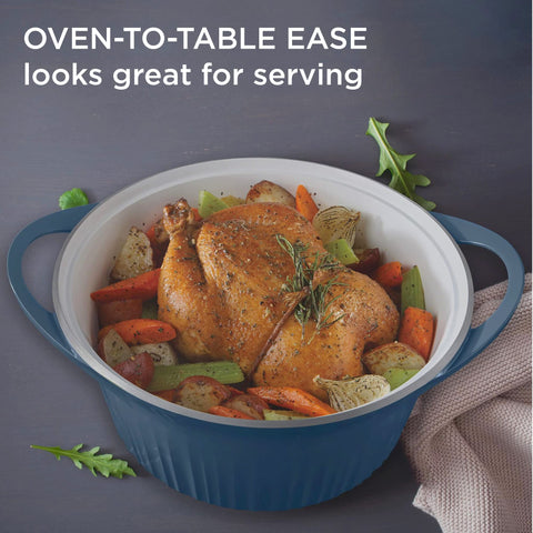CorningWare QuickHeat presented on dining table for oven‑to‑table convenience