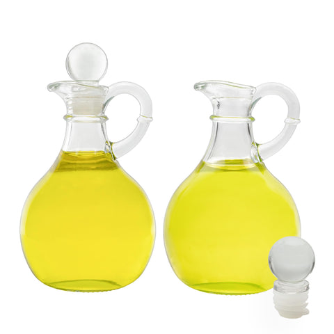 Cornucopia Brands front view of matched cruet pair showing elegant design and clarity