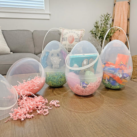 Cornucopia Brands egg halves separated to show snap-top assembly and easy filling