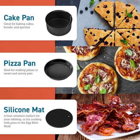 Cosori accessories placed inside an air fryer basket to show fit and space-saving use