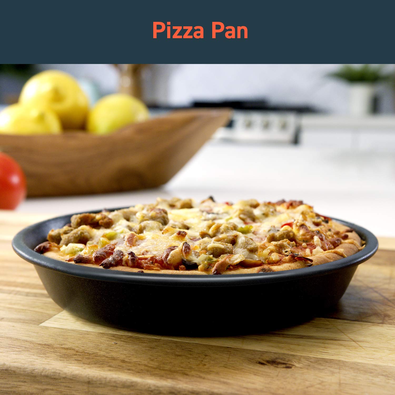 Cosori cake pan top down showing nonstick finish and even baking for small desserts