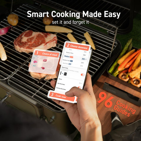Cosori thermometer magnetically attached to grill for convenient hands-free storage