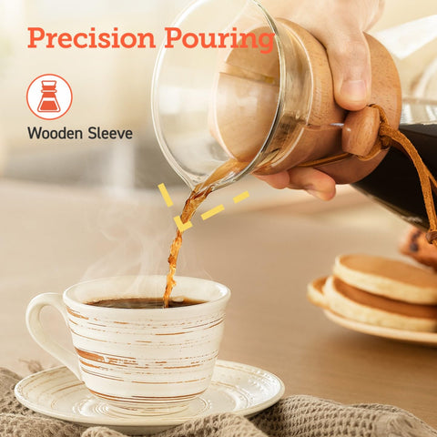 Cosori pour over in use with hot water being poured for consistent extraction