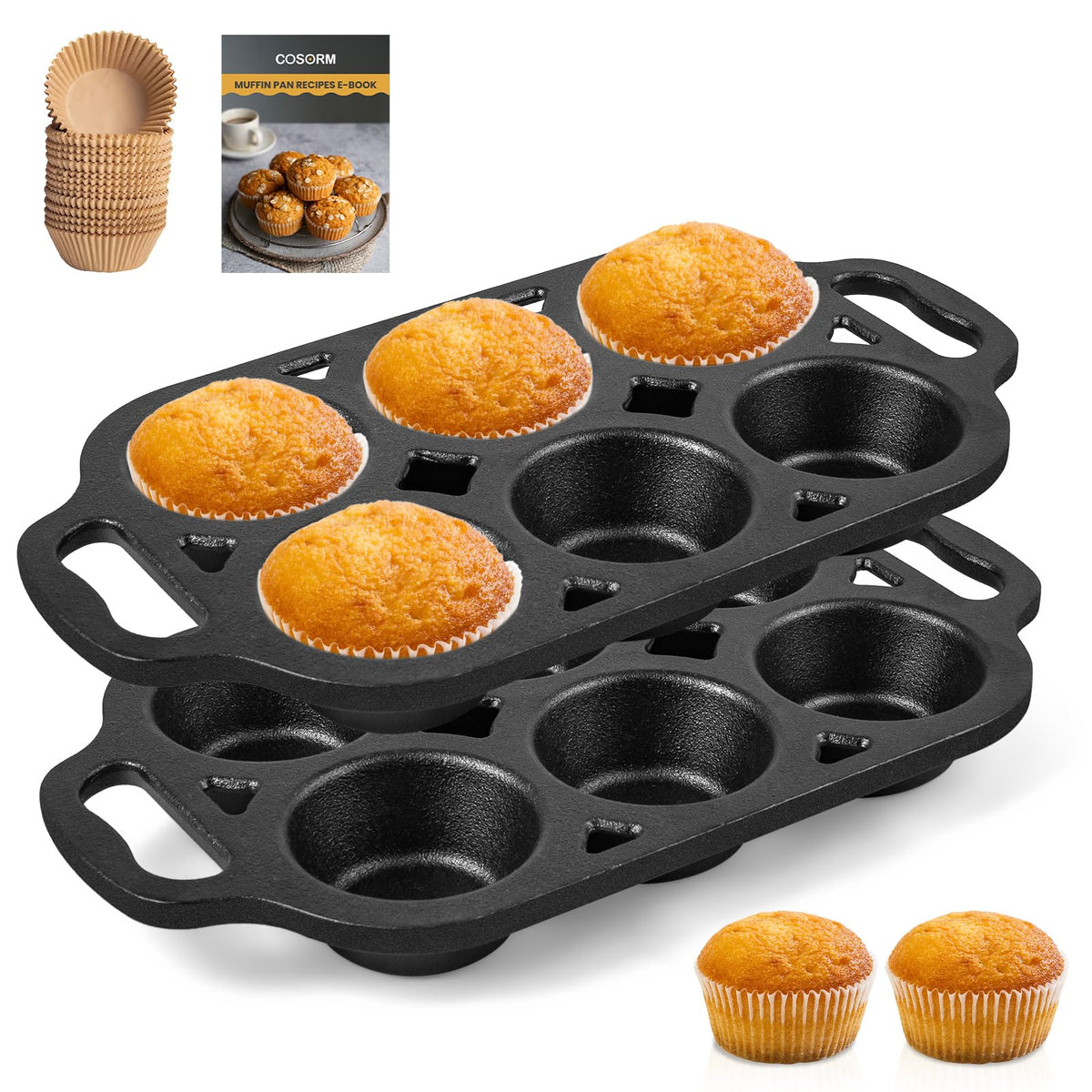 COSORM front view of two-piece muffin pan set showing cups and finish