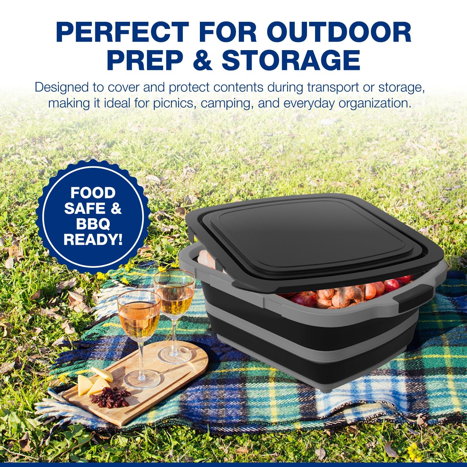 COSPARX tub next to grill showing size and portability for grilling