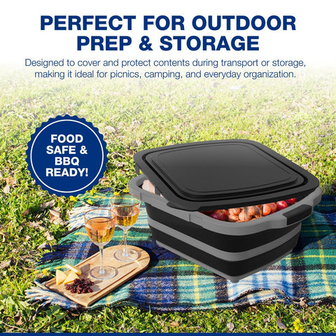 COSPARX tub next to grill showing size and portability for grilling