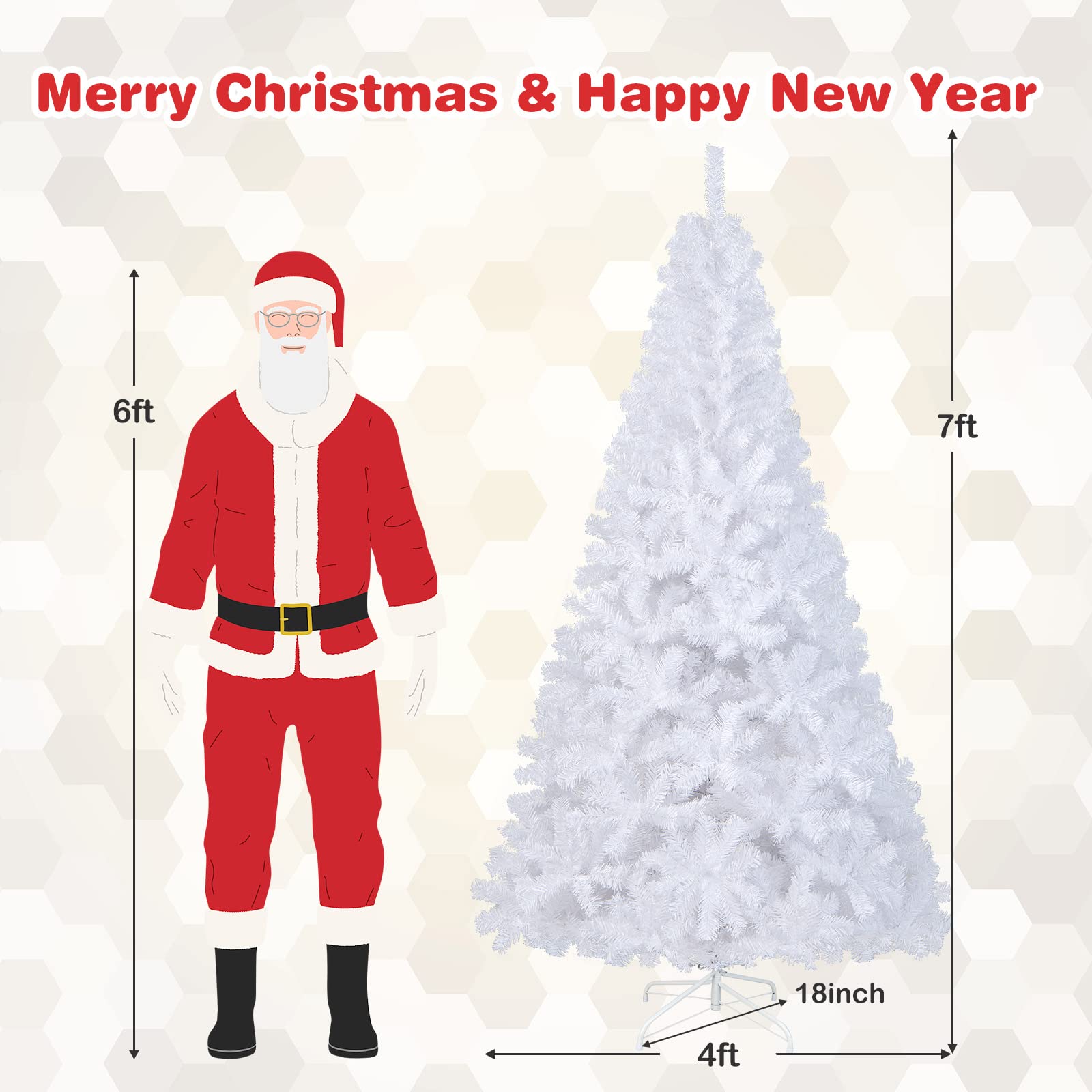 COSTWAY tree top branch tips and topper area showing easy ornament placement
