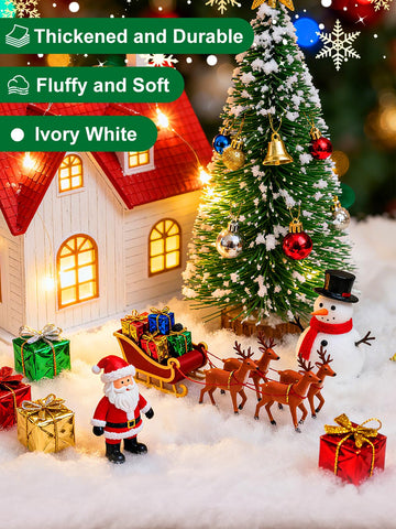 Cosweet snow blanket in storefront window adding festive visual appeal