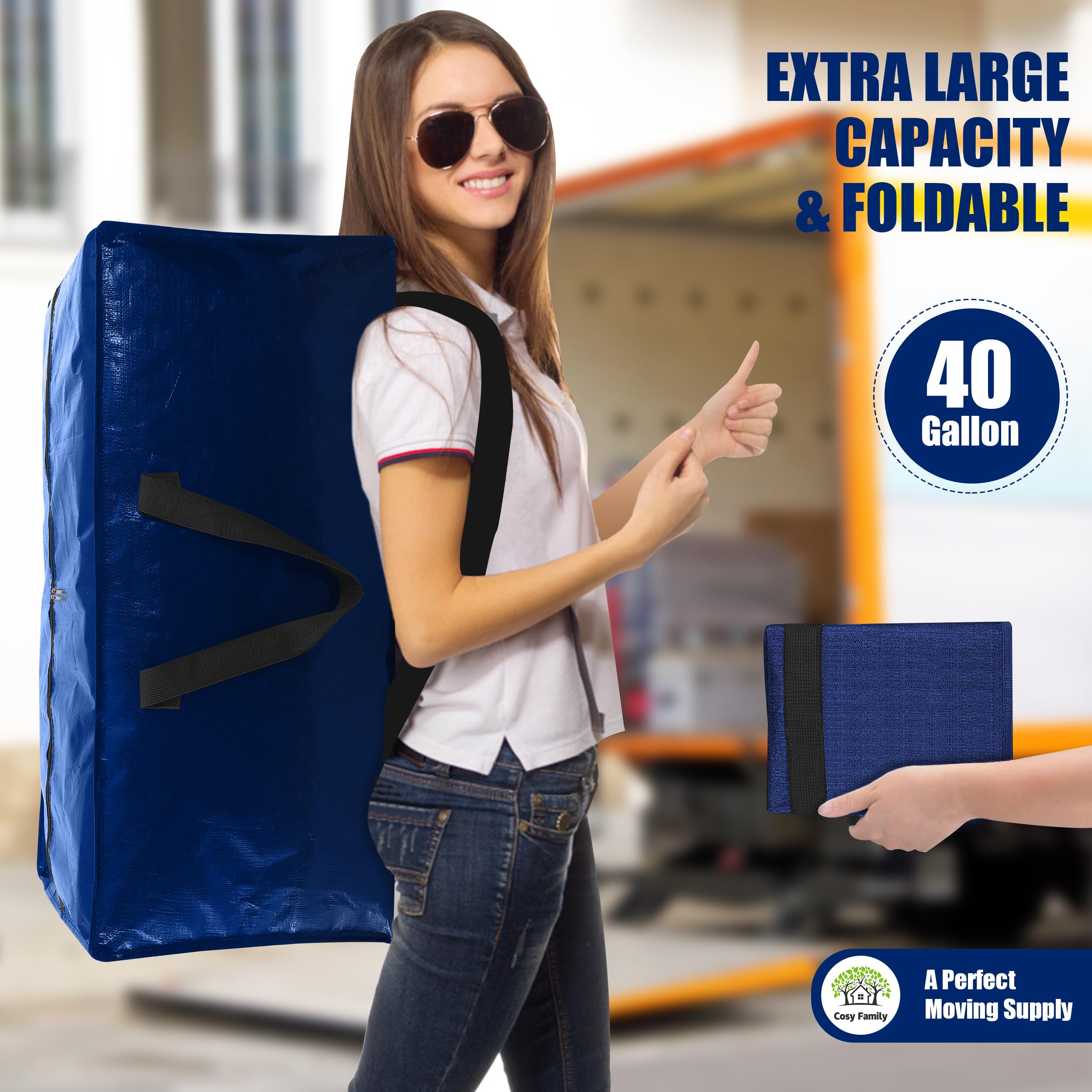 Cosy Family two filled bags stacked for efficient transport and space use benefit