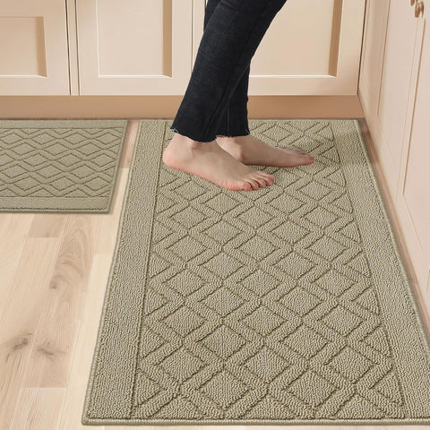 COSY HOMEER front view of beige two-piece rug set showing neutral design benefit