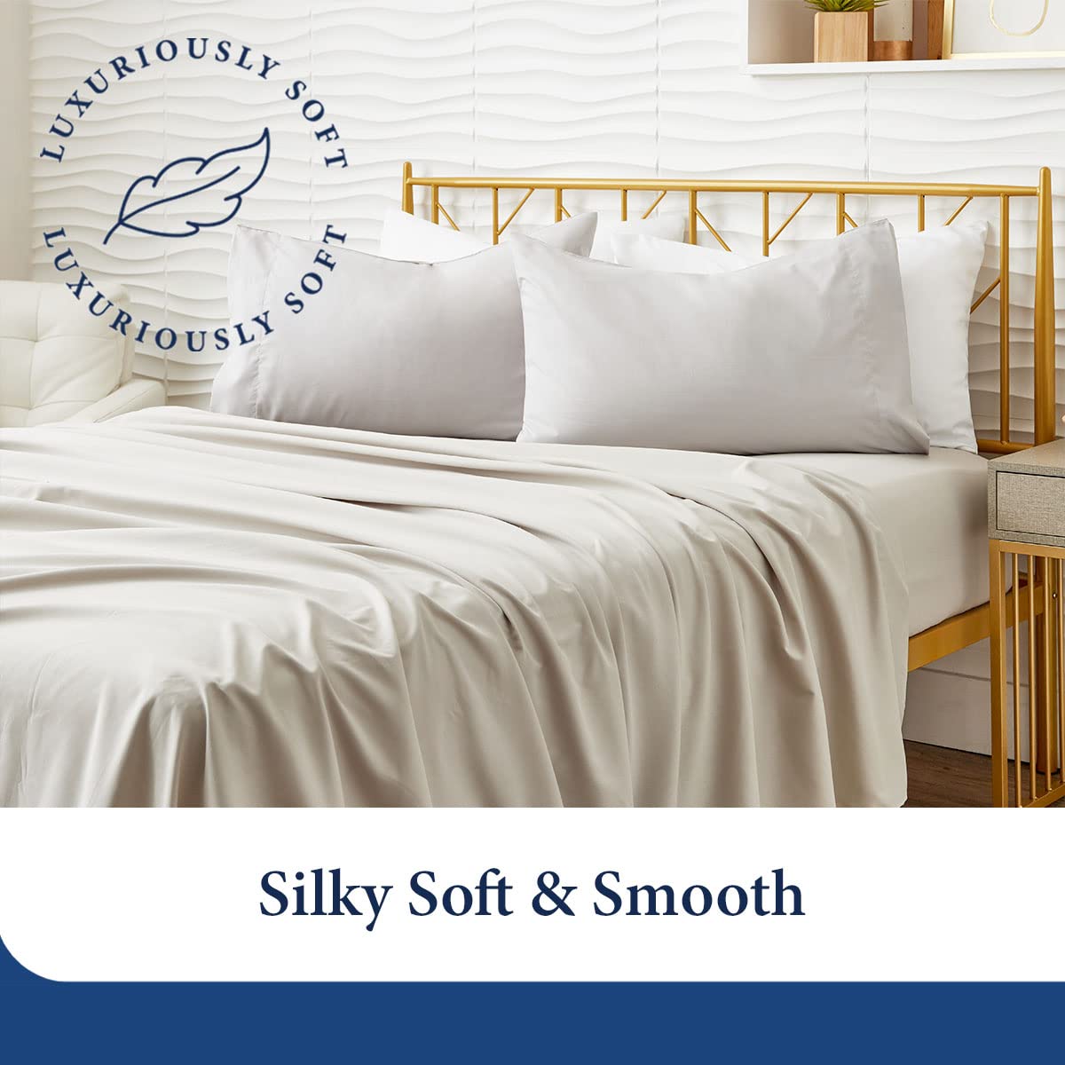 Cosy House Collection fitted sheet corner with deep pocket and elastic, ensures snug fit