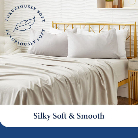 Cosy House Collection fitted sheet corner with deep pocket and elastic, ensures snug fit