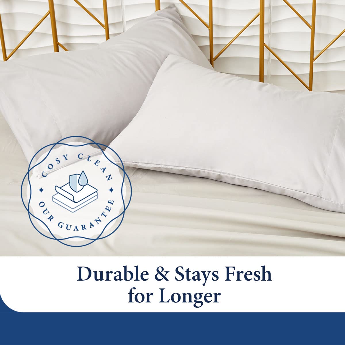 Cosy House Collection fitted sheet on mattress edge, shows fit for up to 16 inch mattresses