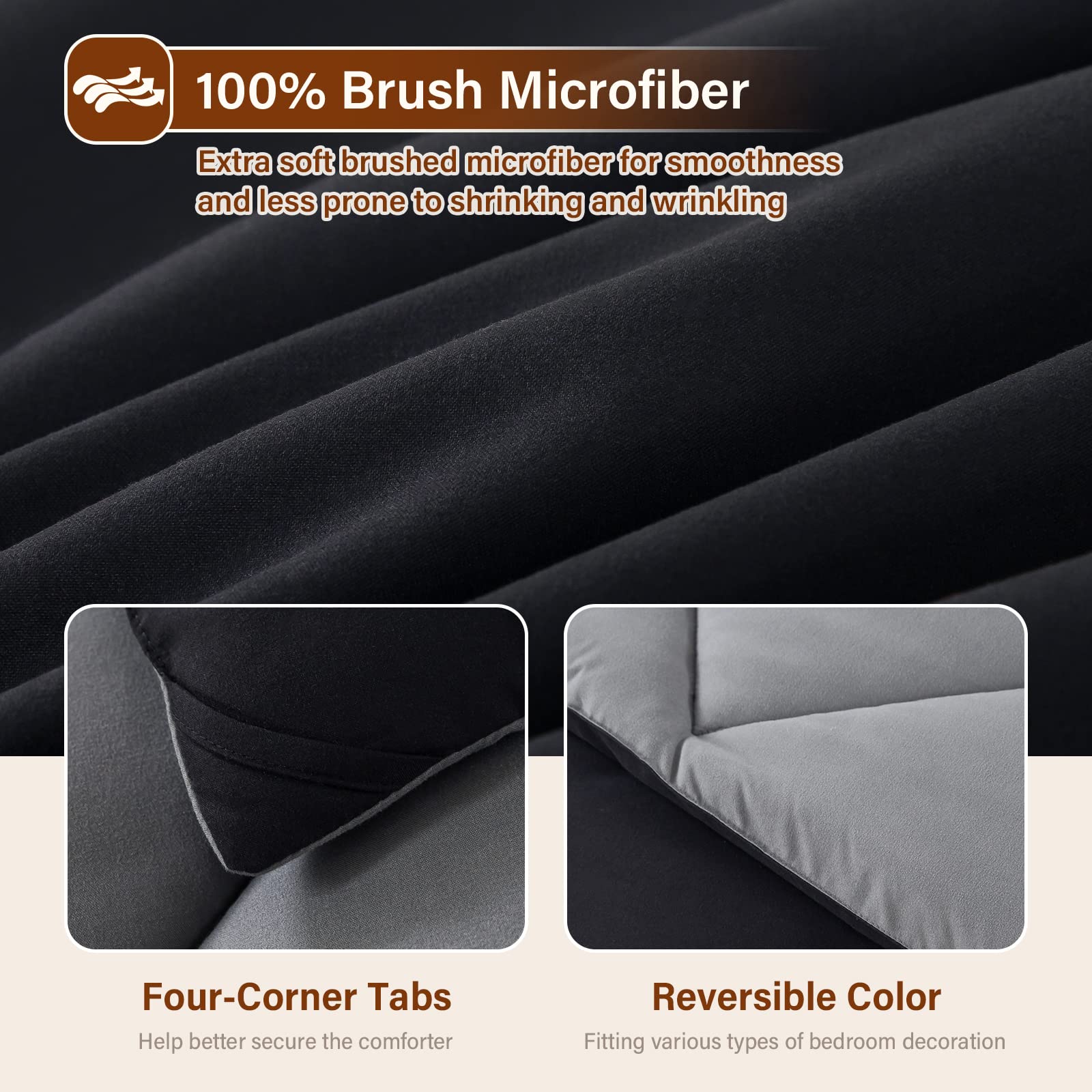Cosybay comforter reversed to gray side demonstrating two looks in one