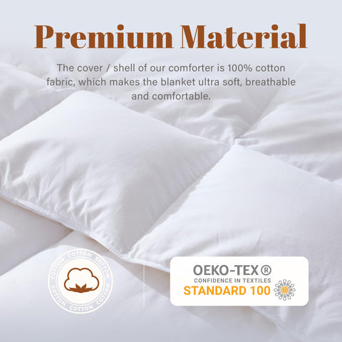 Cosybay comforter on bed in bright room showing cozy styling benefit: instant bedroom upgrade