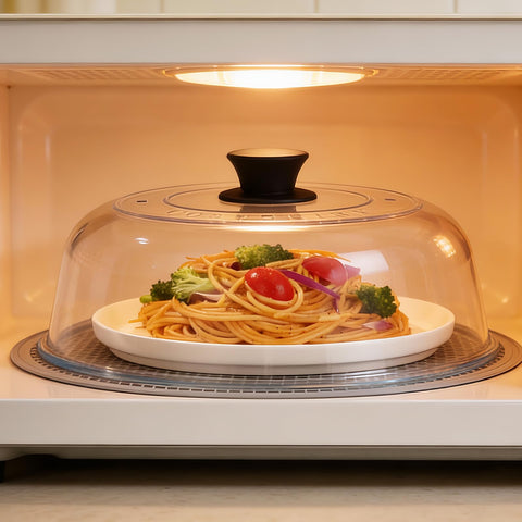 COSYSHINY in microwave over plate demonstrating clean reheating benefit