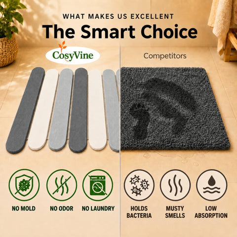 CosyVine mat next to a foot for scale showing usable size and coverage