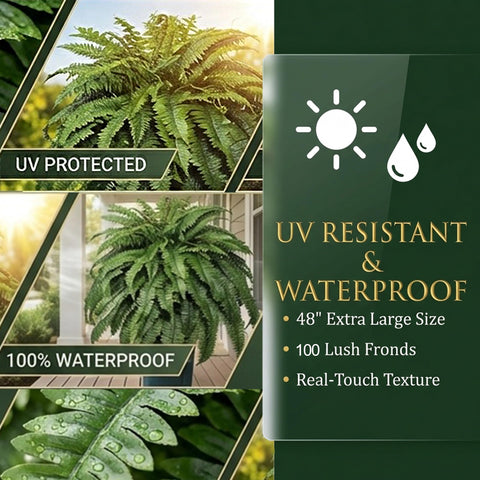 Cotlux fern on patio creating low-maintenance outdoor ambiance