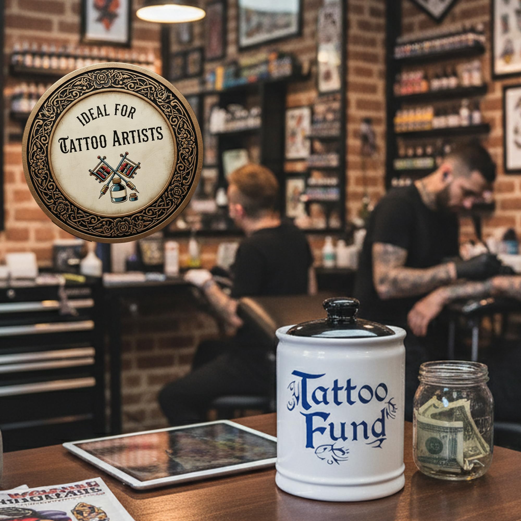 Cottage Creek jar next to aftercare items showing organized tattoo savings