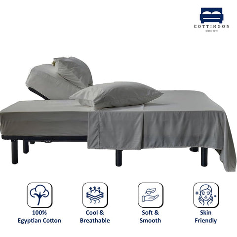 Cottingon close-up of split-top fitted sheet demonstrating secure fit benefit